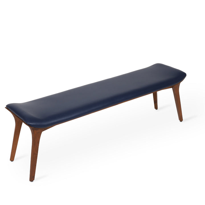 Phalaka Teakwood Bench with Blue Leatherette