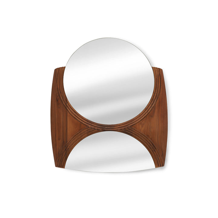 Reflejo Circular, Oval Teakwood Mirror Set