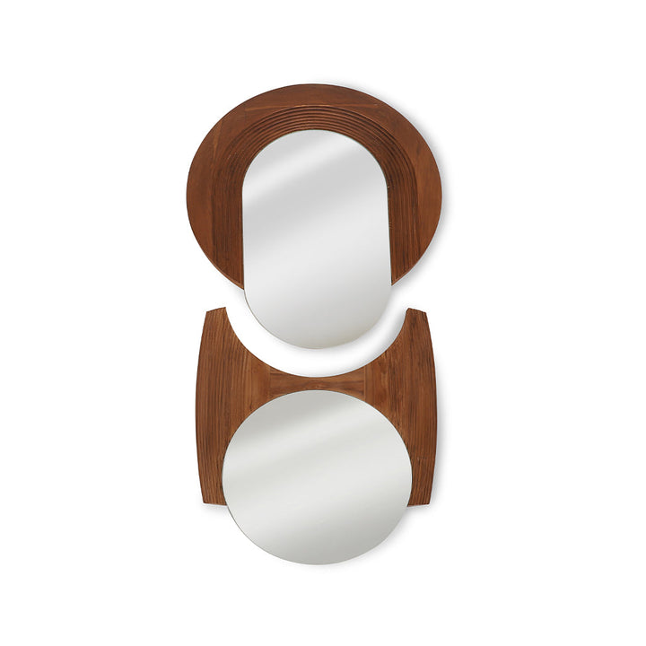 Reflejo Circular, Oval Teakwood Mirror Set