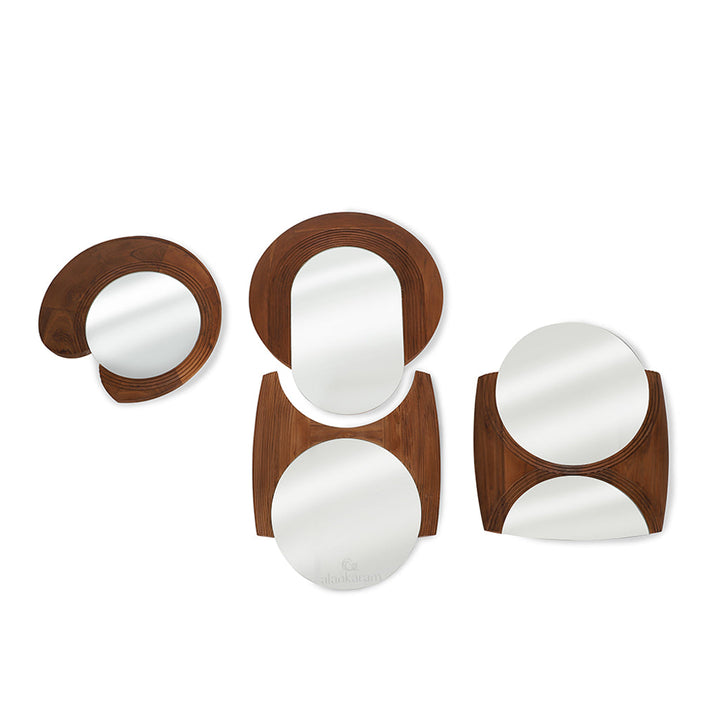 Reflejo Circular, Oval Teakwood Mirror Set