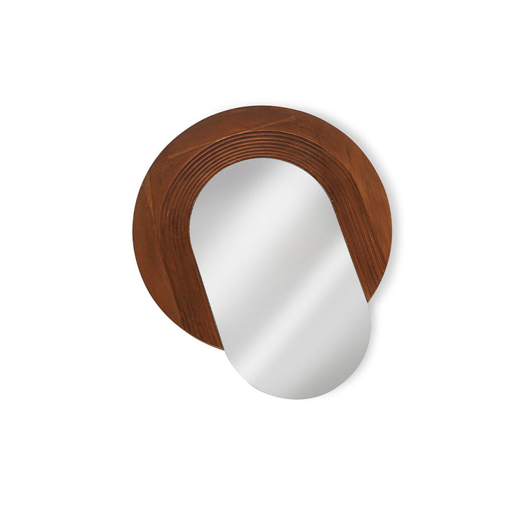 Reflejo Circular, Oval Teakwood Mirror Set