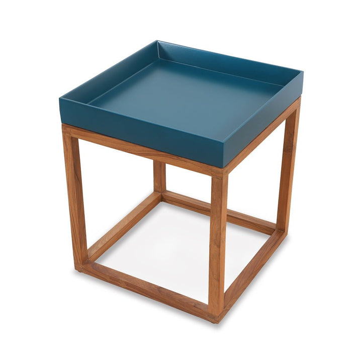 Trei - Teakwood Side Table with colorful top