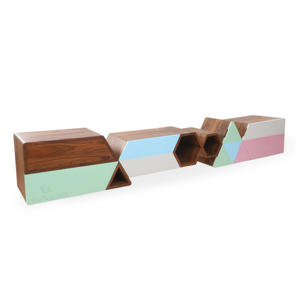 Trokuti - TV Unit with Colorful Fronts